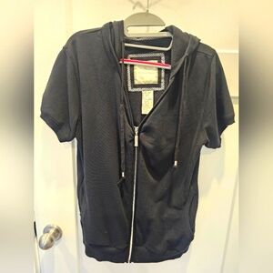 Green Tea Black Zip-Up Hoodie Women's Large Casual Soft Jacket with Pockets